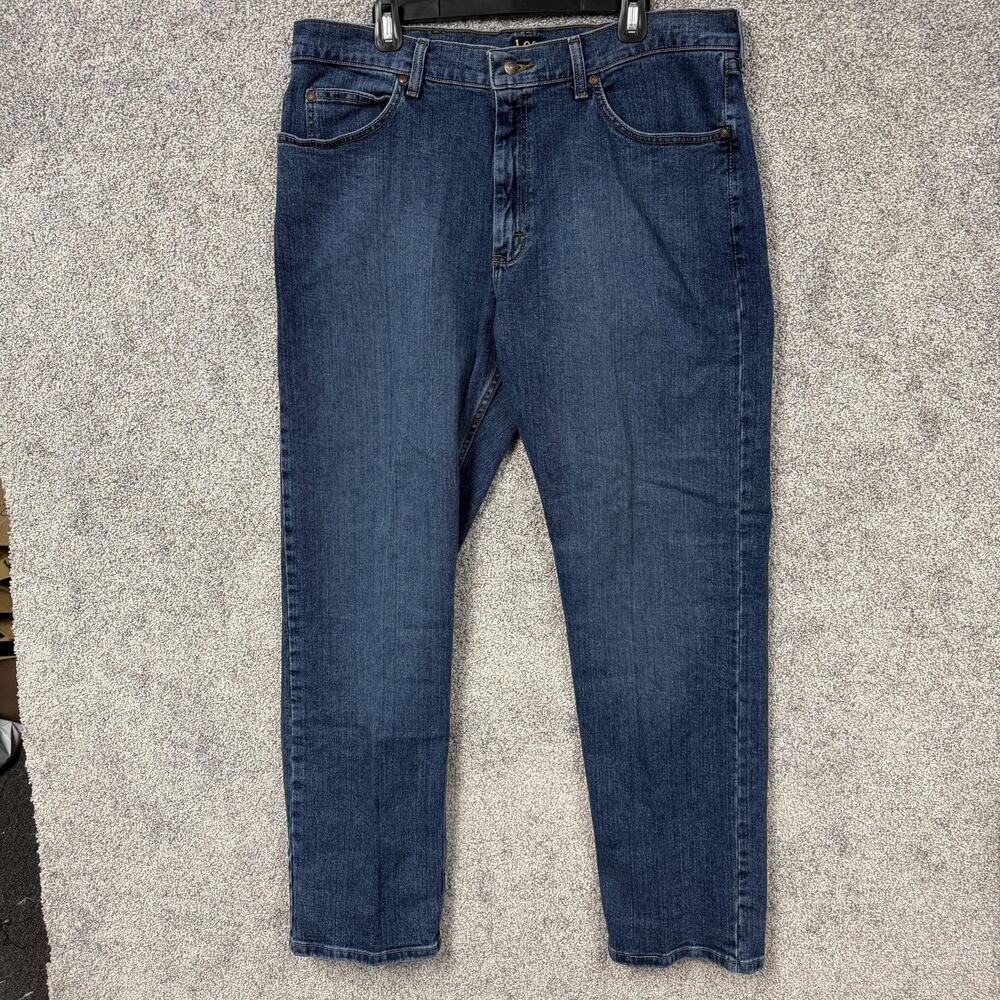 Lee Jeans Mens 38x31 Blue Regular Fit Straight Stretch Denim Classic Normcore